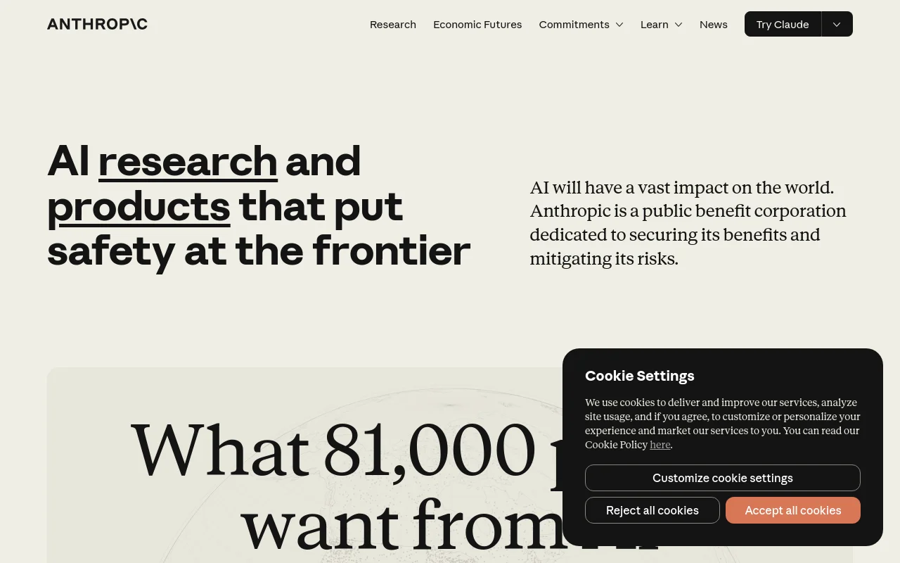 Screenshot of Anthropic