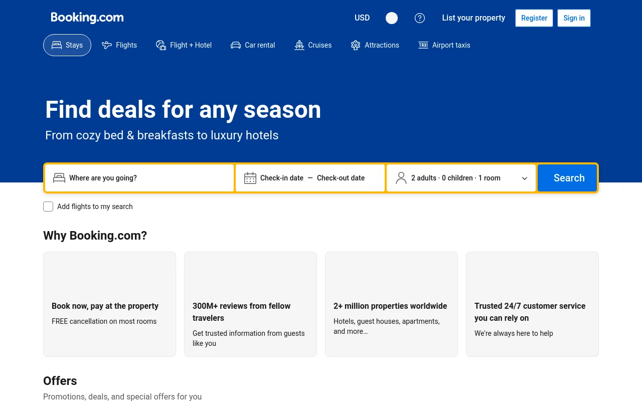 Screenshot of Booking.com
