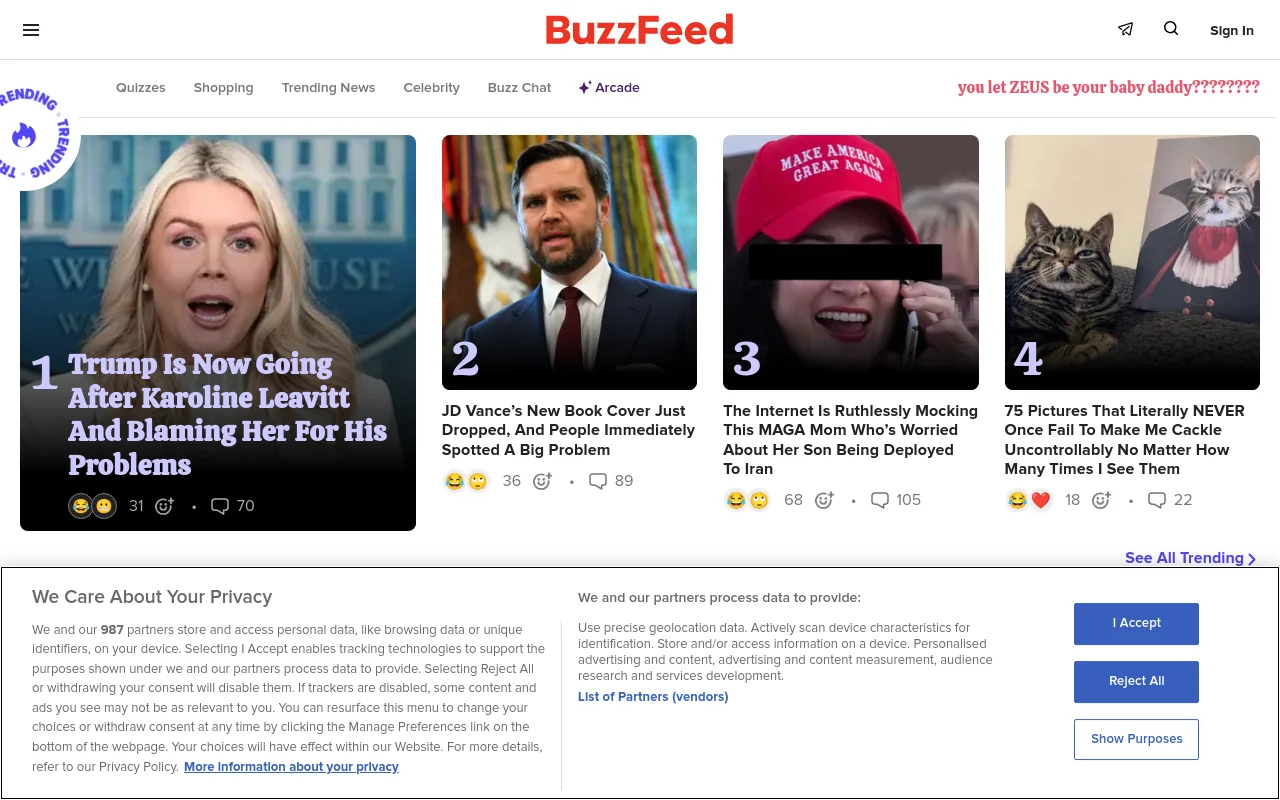 Screenshot of BuzzFeed