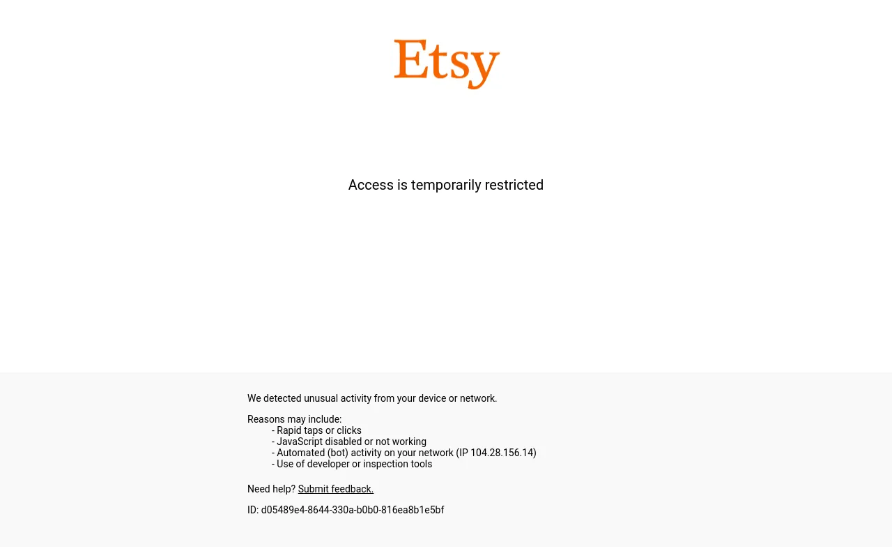Etsy screenshot