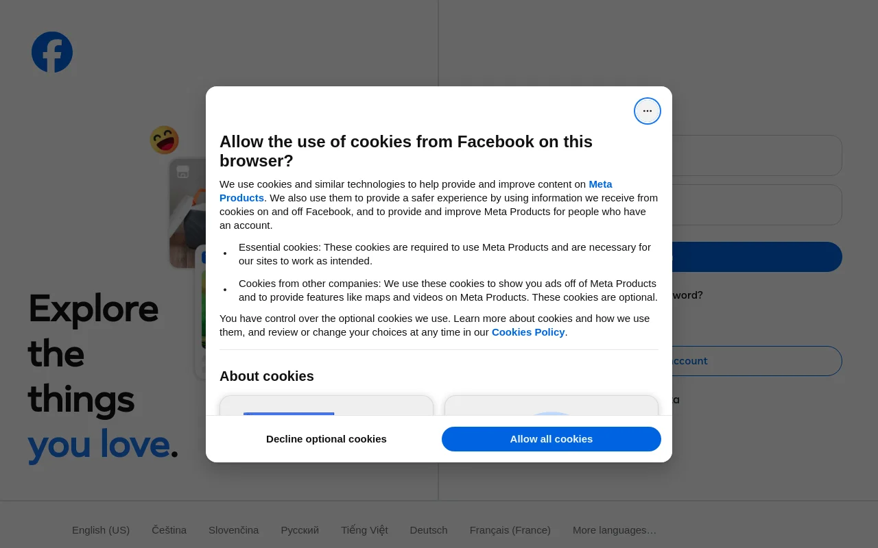 Screenshot of Facebook