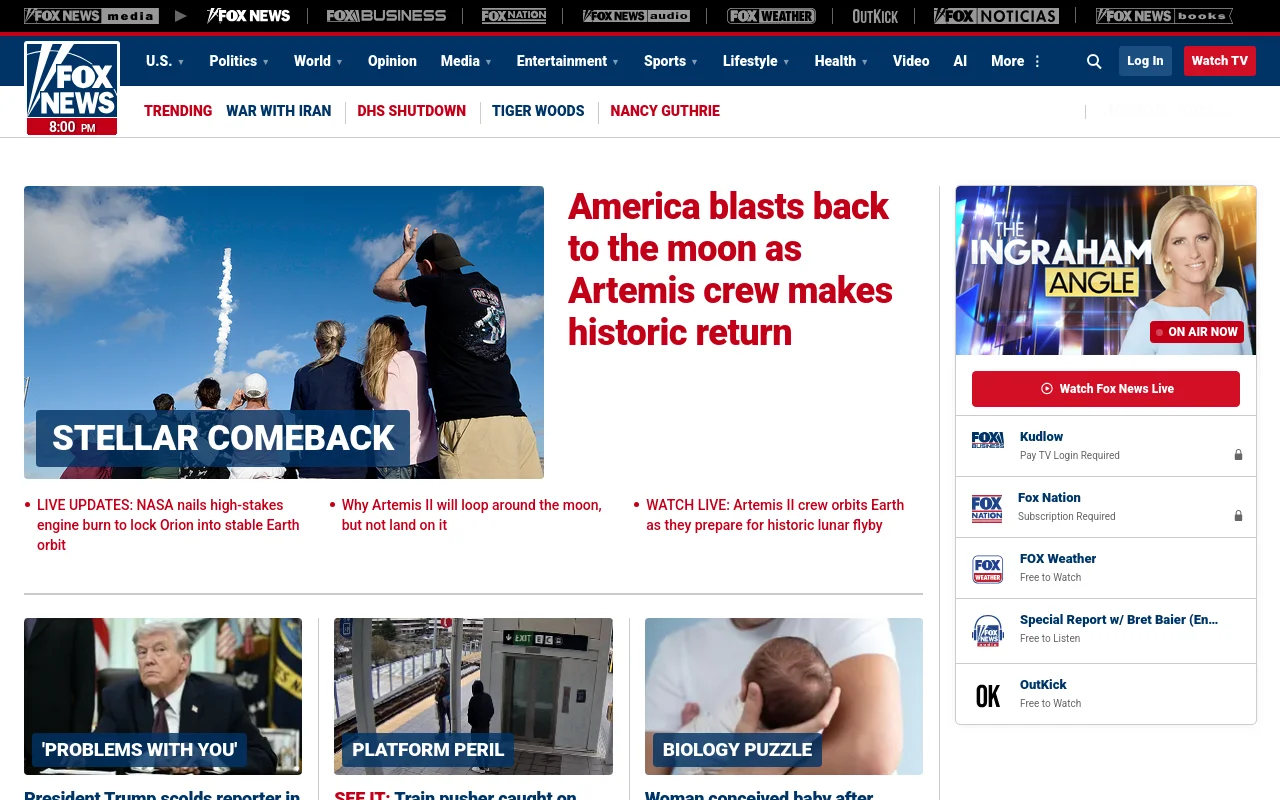 Screenshot of Fox News