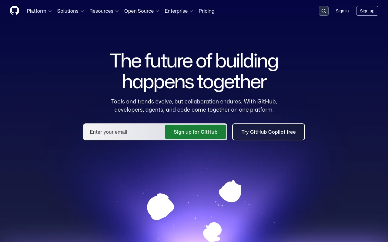 Screenshot of GitHub