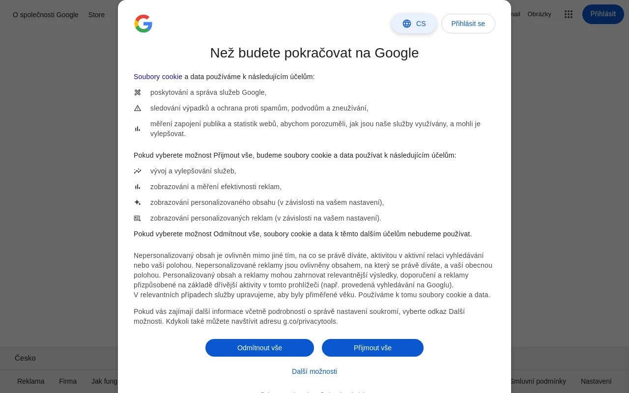 Screenshot of Google