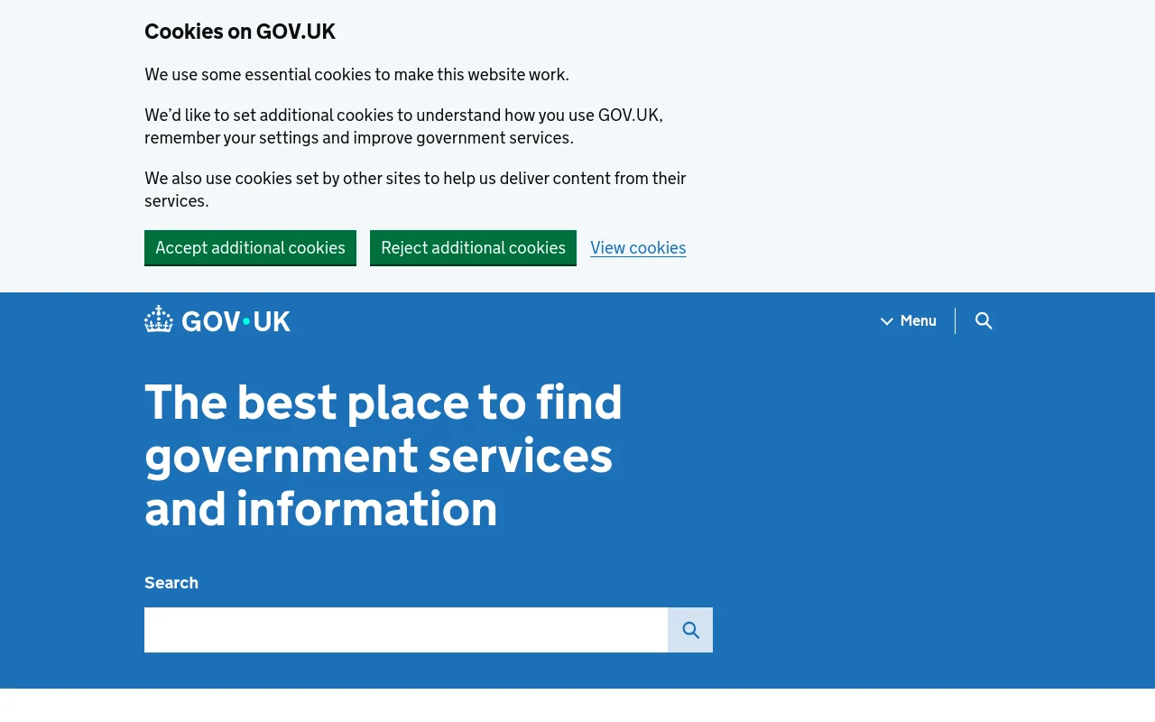 Screenshot of GOV.UK