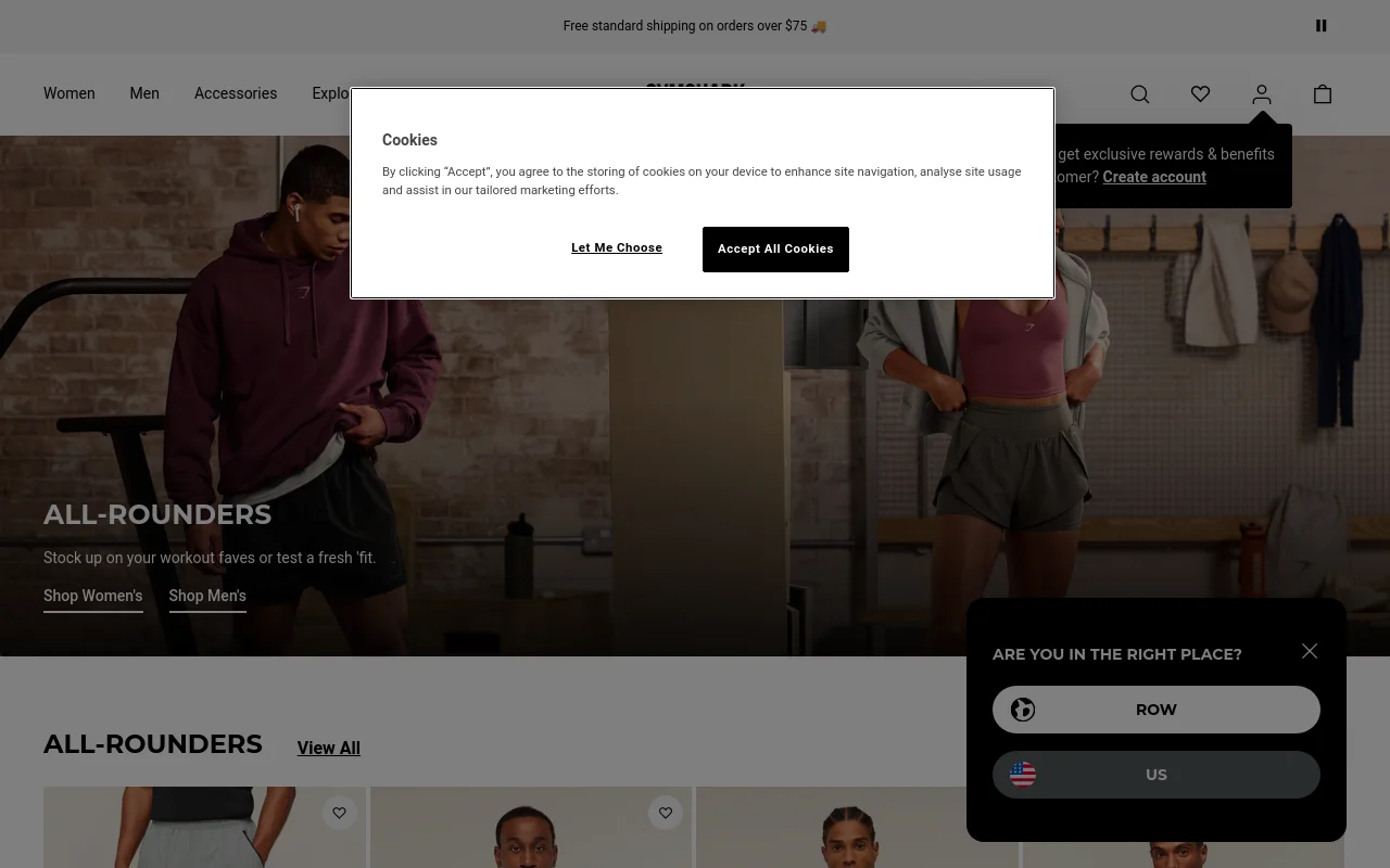 Screenshot of Gymshark