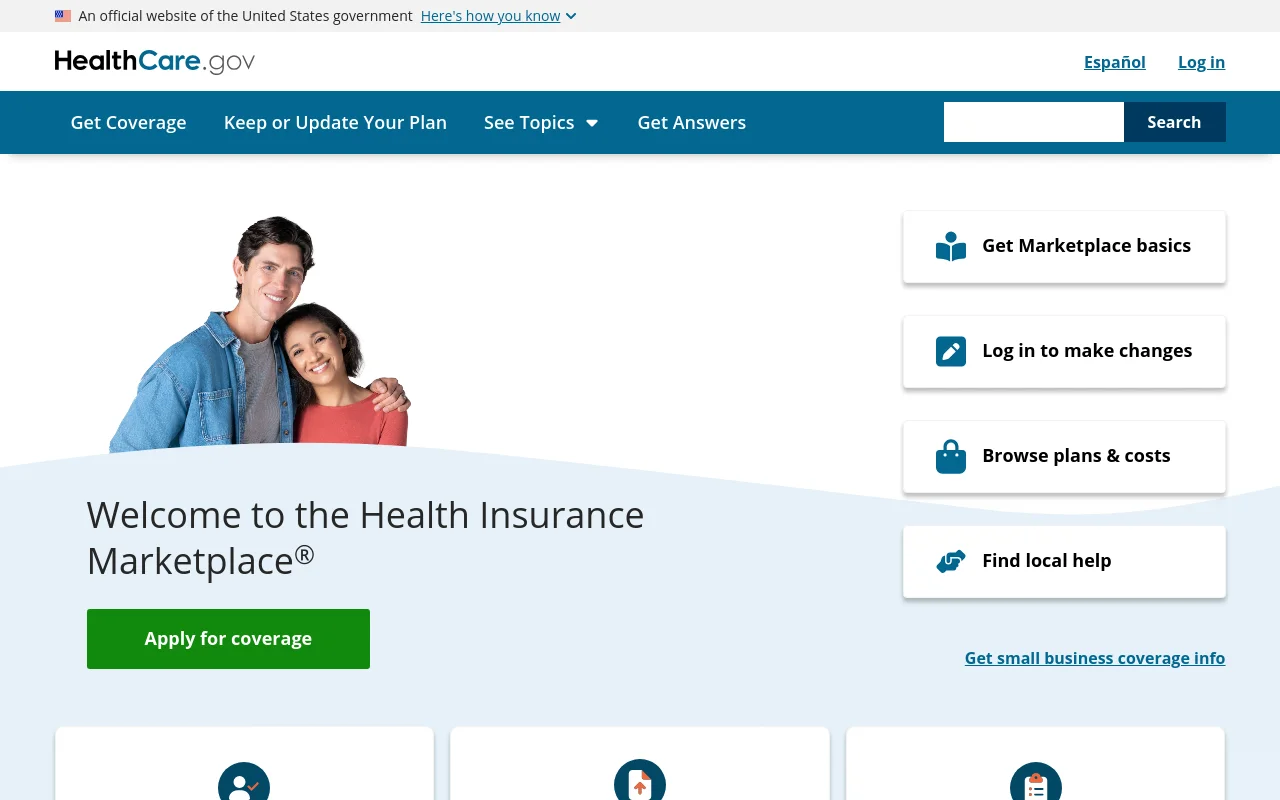 Screenshot of Healthcare.gov