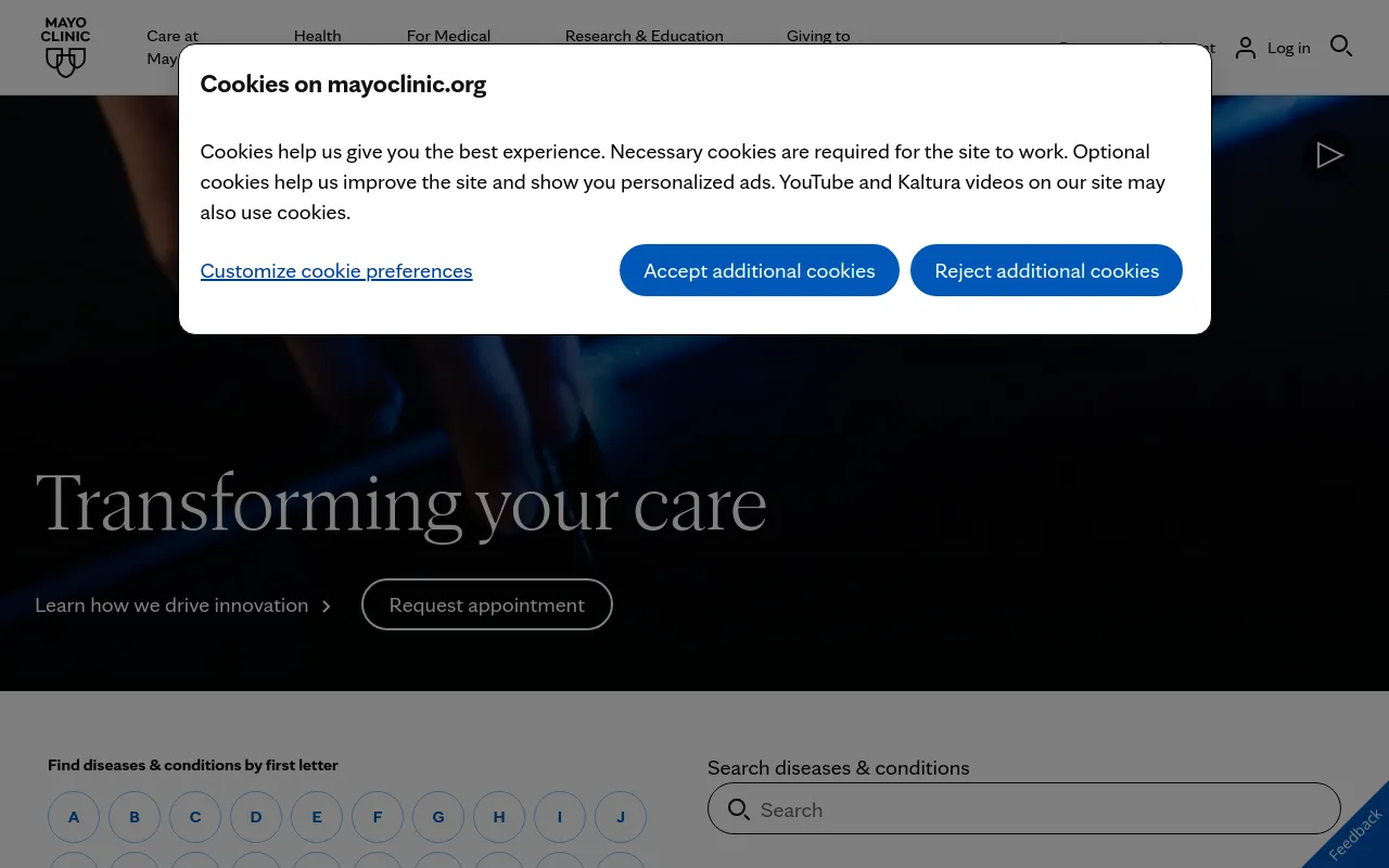 Mayo Clinic screenshot