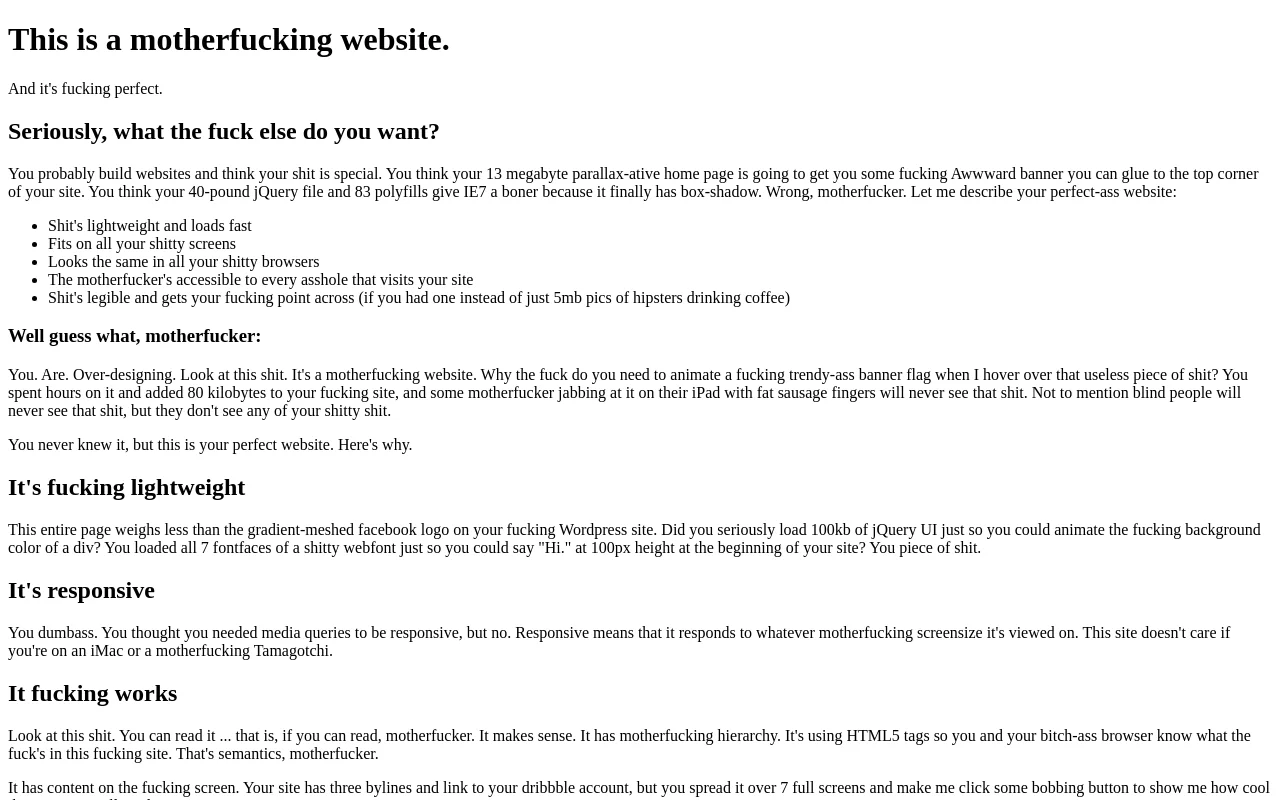 Screenshot of Motherfucking Website