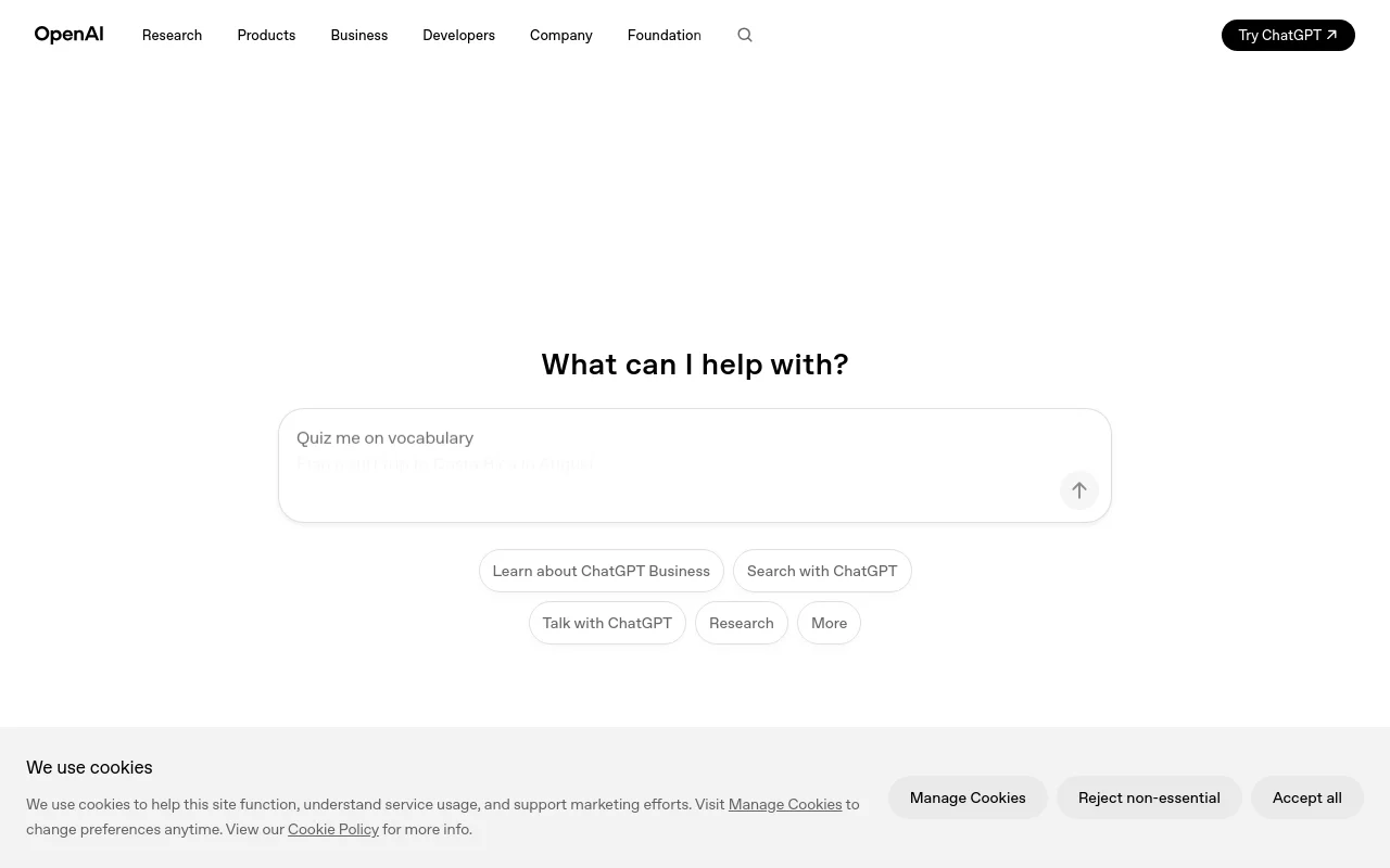 Screenshot of OpenAI