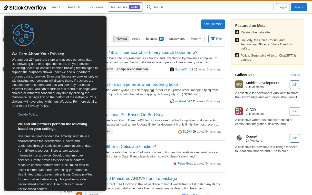 Screenshot of Stack Overflow