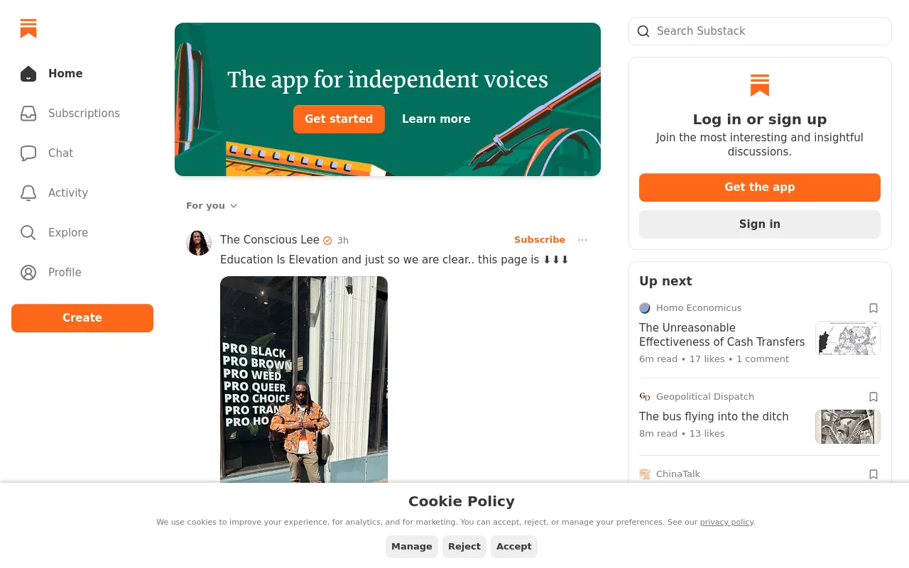 Screenshot of Substack