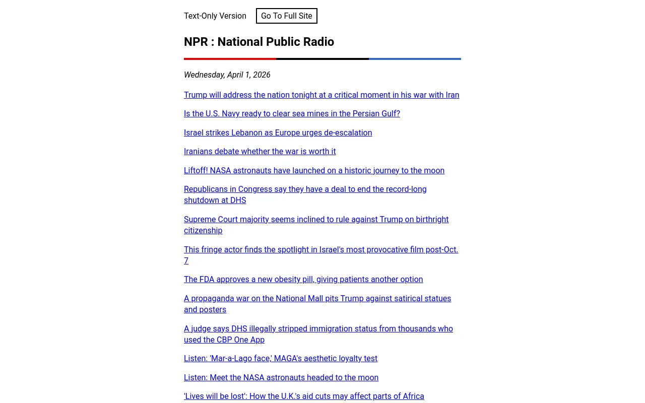 NPR Text screenshot