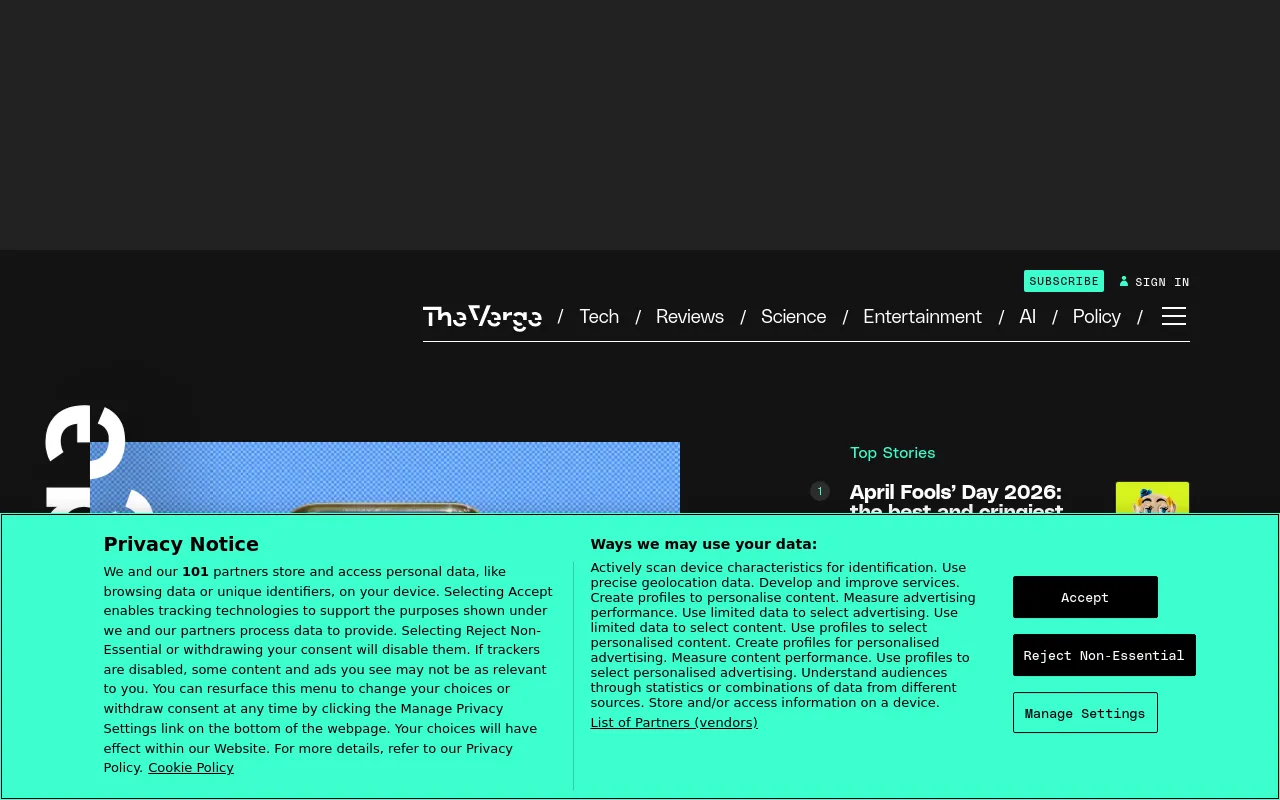 The Verge screenshot